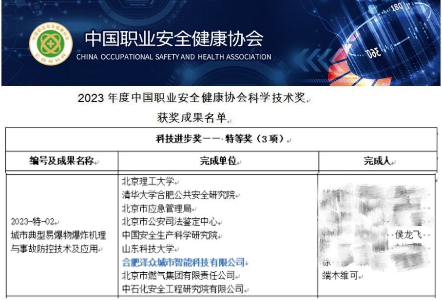 喜報(bào)!辰安科技子公司課題成果獲科技進(jìn)步特等獎(jiǎng) 喜報(bào)!辰安科技子公司課題成果獲科技進(jìn)步特等獎(jiǎng)